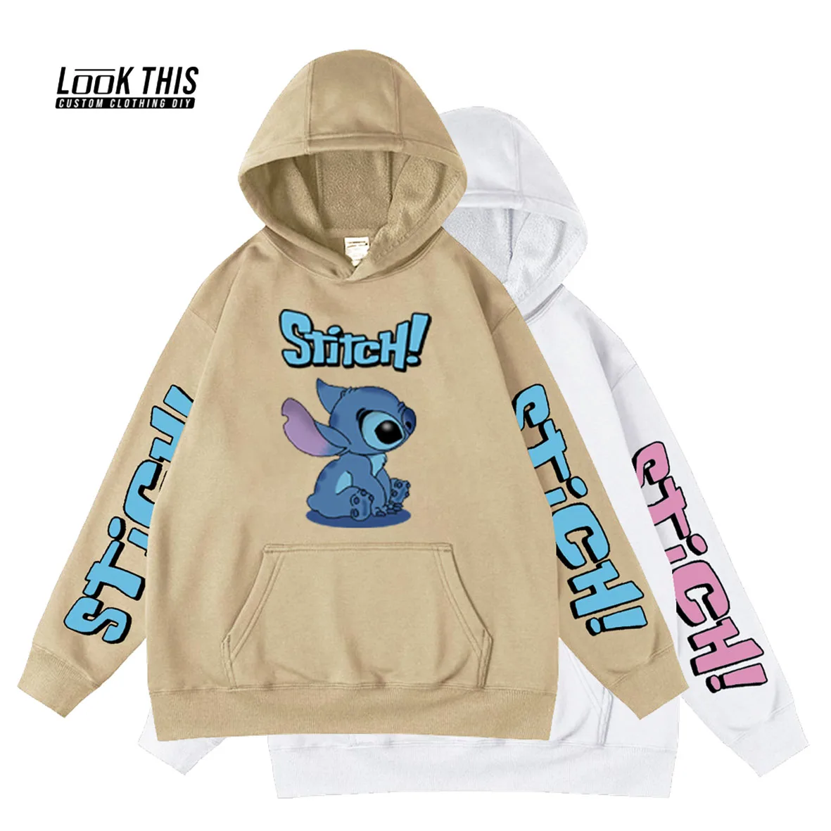 

Cartoon Stitch Hoodie Sweatshirt Men Harajuku Cuff printing Hoodies Hoody Casual Hooded Cotton Sweatshirts Boy Streetwear Clothe