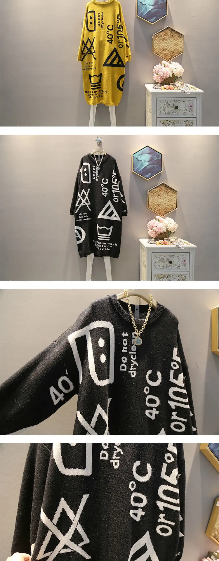 TVVOVVIN Knitted Geometrical Sweater Women Pullover Autumn Letter Small Fresh O Neck Full Sleeve Casual Style Sweater L530
