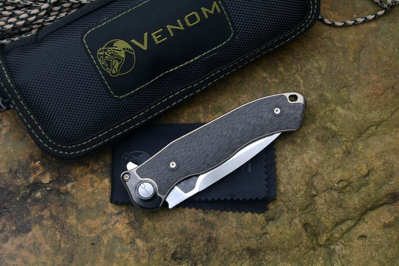 Нож Kevin John Venom M390 Bone Doctor Ti ручка из углеродного волокна с цирконием тимаскус