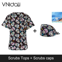 women and men scrubs tops with v neck 100 cotton medical uniforms health workers nurse uniform pharmacy work wear clothes