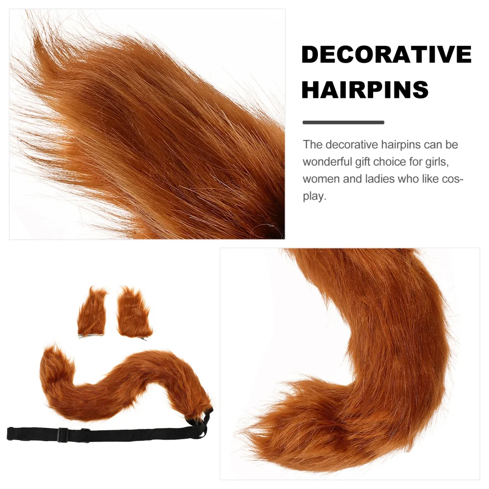 

1 Set Adorable False Foxes Ear Hairpins Decorative Tail Clips for