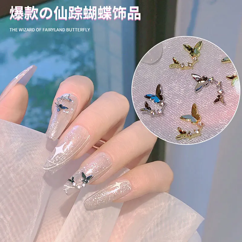 

Retro Nail Art Zircon Small Jewelry Wizard Fantasy Butterfly Gold Plated Patch Rhinestone Nail Decoration 3d Charms nail decor