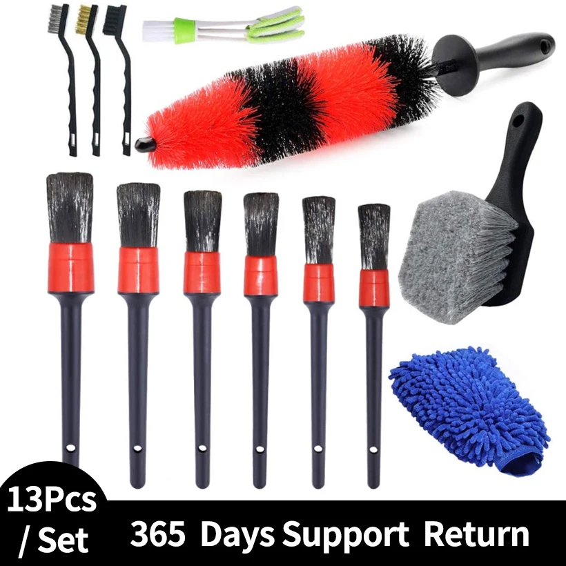 

5-12Pcs/Set Car Wheel Brush Set, Car Detailing Kit Include 17" Long Soft Wheel Brush Car Detailing Brush Set