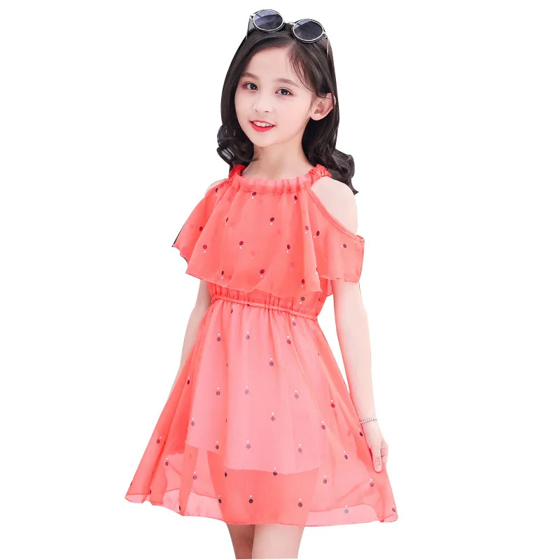 Лето 2021 одежда для девочек-подростков шифоновые платья на бретельках с цветочным