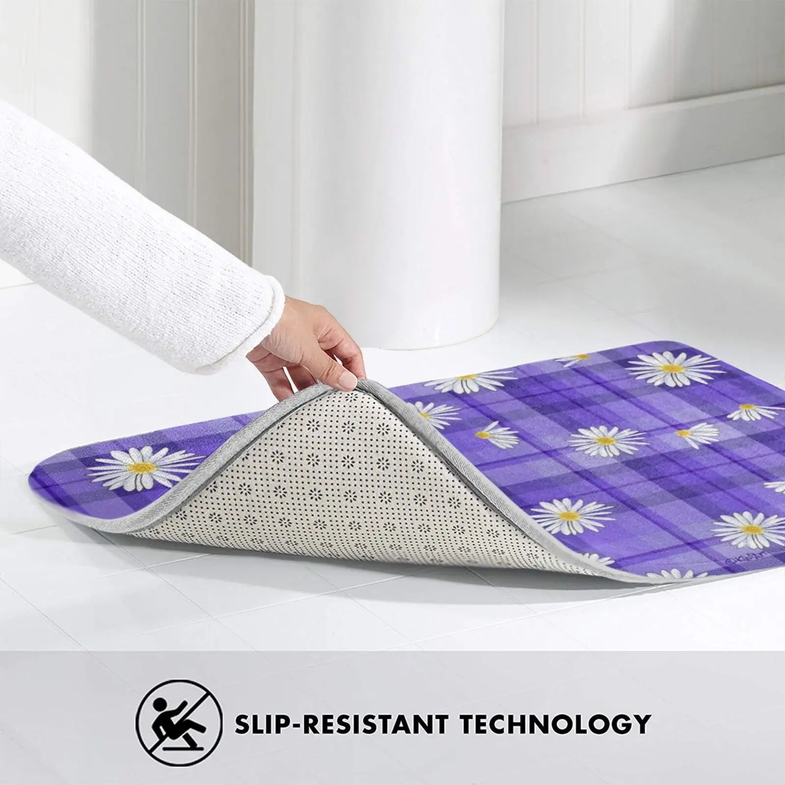 Фиолетовая Маргаритка увлечение мягкий нескользящий коврик для ванной комнаты
