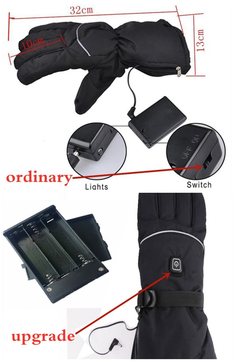 Перчатки с подогревом батареи для мужчин и женщин зимние теплые
