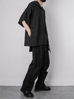 mens short sleeve hooded shirt summer new dark korean hairstylist casual fashion popular large size short sleeve shirt