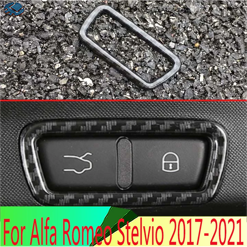 

Автомобильные аксессуары для Alfa Romeo Stelvio 2017-2021, Стильная крышка для задней двери из углеродного волокна, кнопка переключения, панель управле...