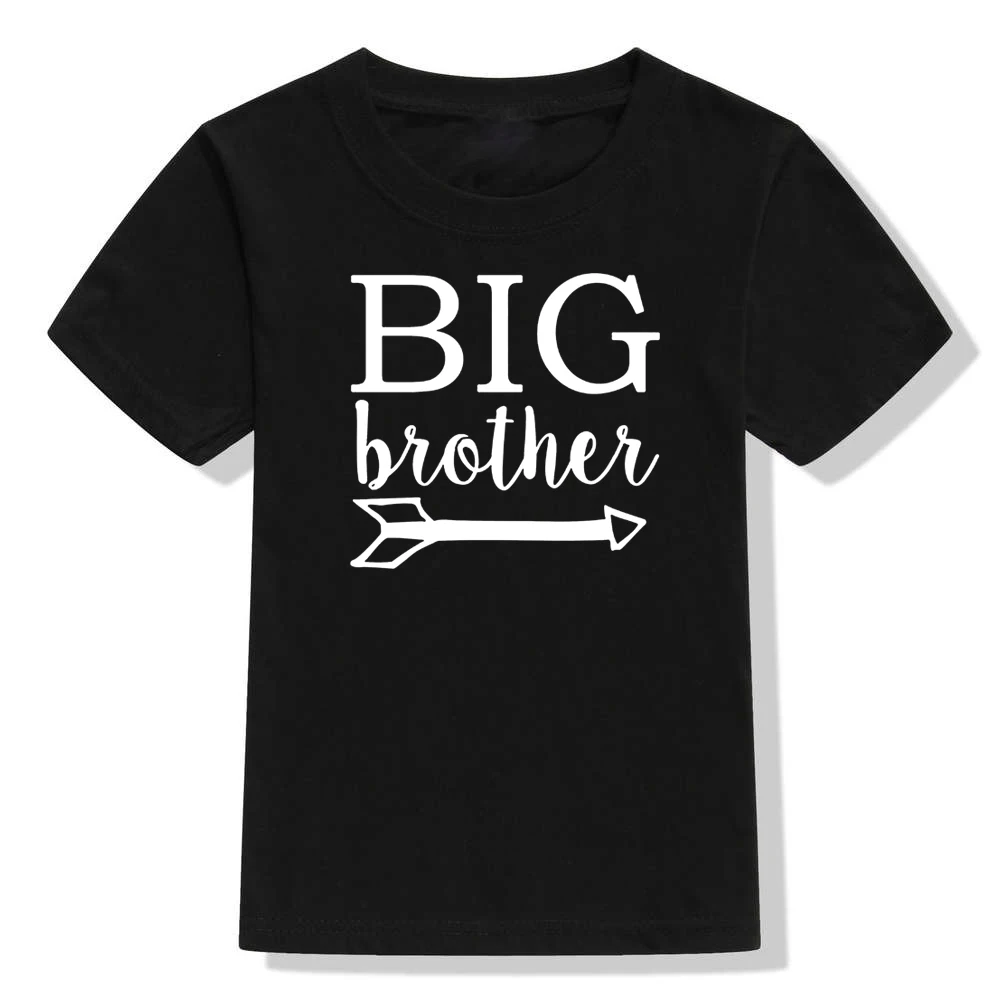 Футболка с надписью Big Brother Одежда для мальчиков модная черная футболка короткими