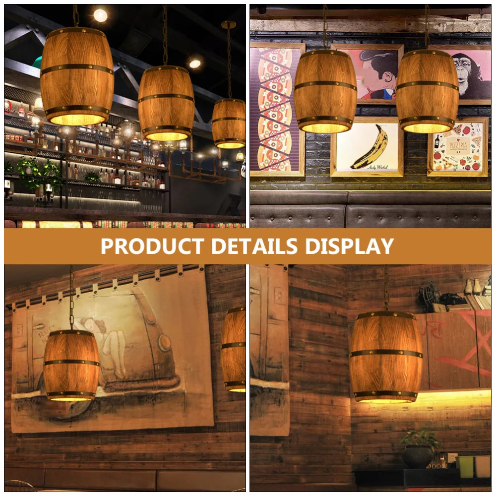 

1 Set of Retro Chandelier Decorative Cask Shaped Light Loft Style Rustic Lamp