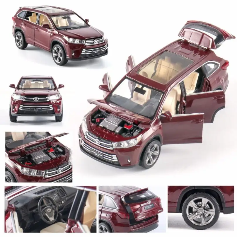 1/32 Toyota Highlander Diecasts& Toy Vehicles модель автомобиля со звуком и светильник коллекция автомобиля игрушки для мальчика Детский подарок на день рождения