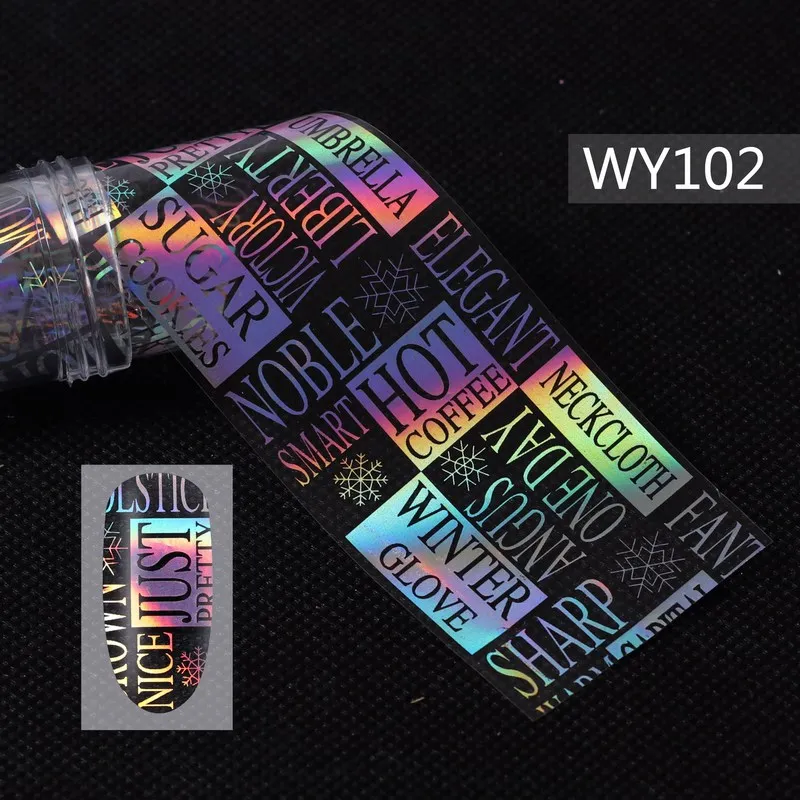 WY102 Foils Sticker 28 узоров голографические лазерные ногтевые переводные наклейки из фольги пламенный цветок Единорог Переводные картинки для ногтей украшения для дизайна ногтей - Цвет: WY102 Foils Sticker