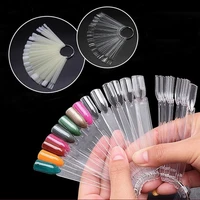50pcs fake nail art polish color card fake nail tips nail art fan shaped palette card display acrylic practice color chart