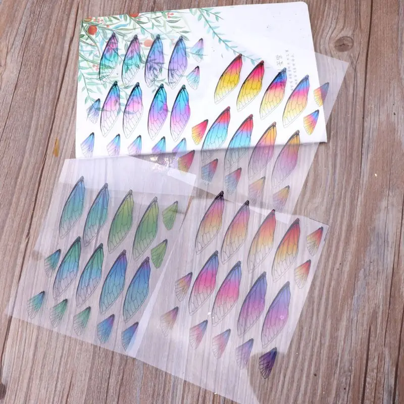 Ручной работы Фея имитация стрекозы Cicada крылья материал Кулон Серьги Насекомые