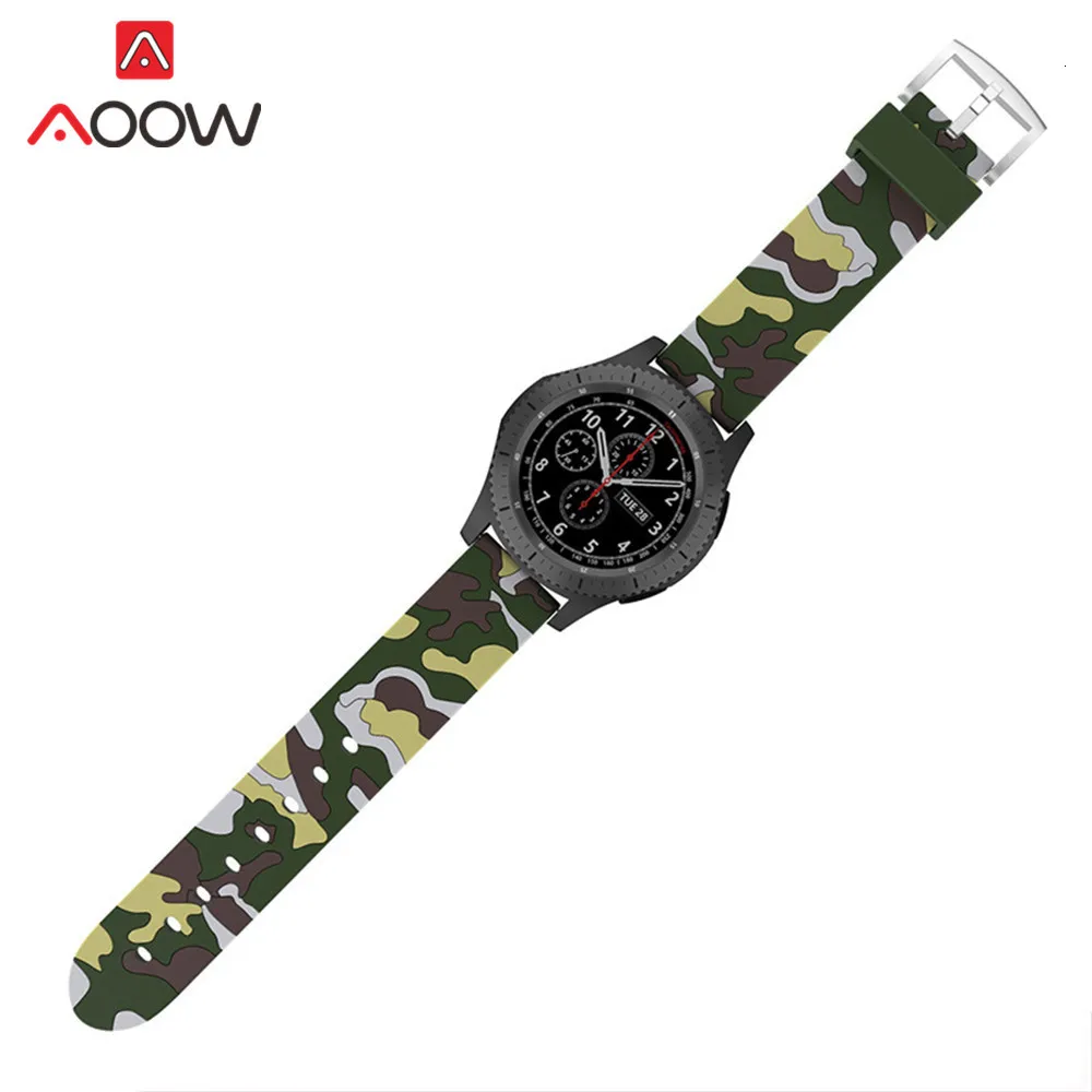 20mm 22mm High Quality Silicone Watchband for Samsung Galaxy Active 42mm 46mm Soft Camouflage Strap Bracelet Band for Gear S2 S3