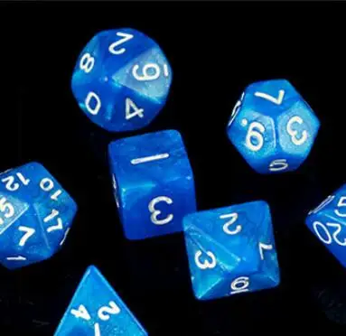 MARBLE BLUE 7 шт./пакет многогранные кости набор D4, D6, D8, D10, D10%, D12, D20 красочные аксессуары для Настольная игра RPG Подземелья и Драконы DnD MTG - Цвет: MARBLE BLUE