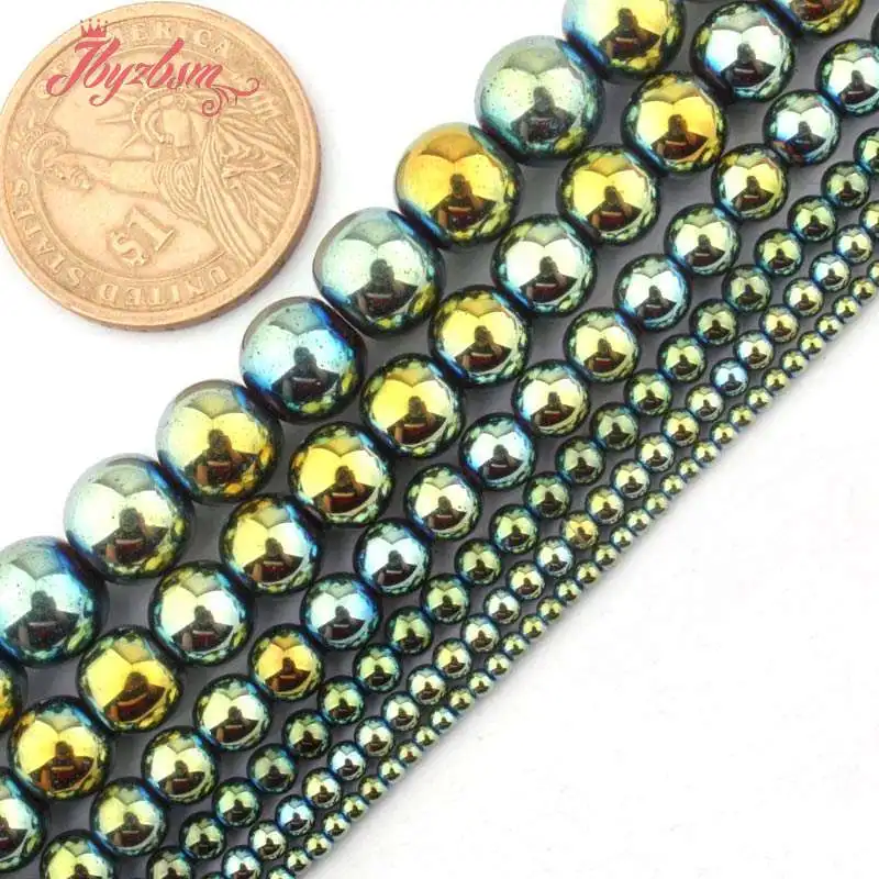 Бусины из натурального камня диаметром 15 дюймов 2 3 4 6 8 10 мм|rainbow hematite|for diyhematite stone