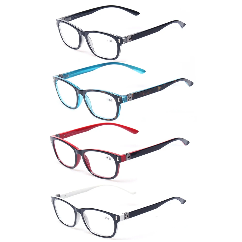 

Henotin Reading Glasses Metal Hinge Men and Women with Rectangular Frame HD Transparent Lens Presbyopia Magnifying Eyeglasses