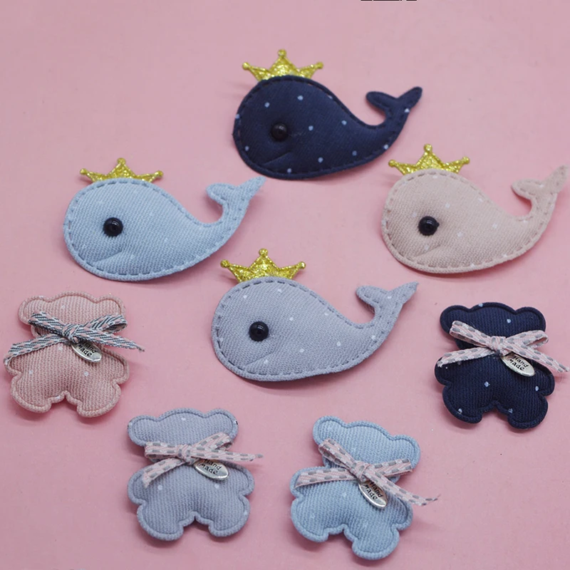 20 шт./лот накладки в виде Кита и медведя аппликации для рукоделия одежда товары