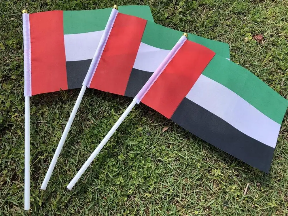 14x21cm 20 piece UAE flag holding plastic flagpole waving event parade sports home decoration | Дом и сад