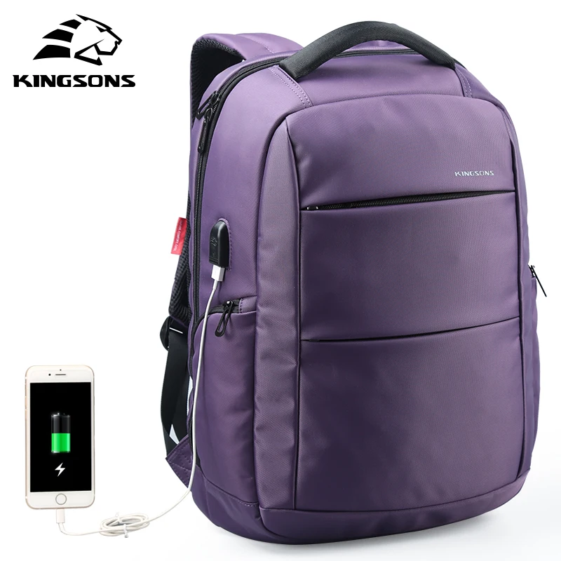 Kingsons рюкзак для ноутбука с функцией внешней зарядки USB, Женская деловая сумка для путешествий с защитой от кражи, 15,6 дюймов KS3142W
