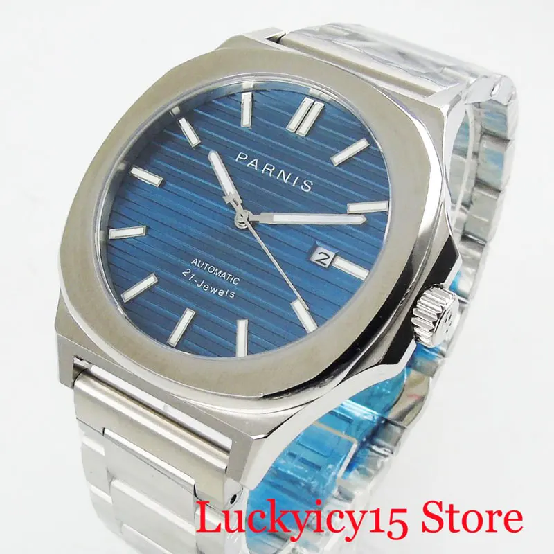 Мужские автоматические часы PARNIS с роскошным платьем 44 мм ремешок автоматическим