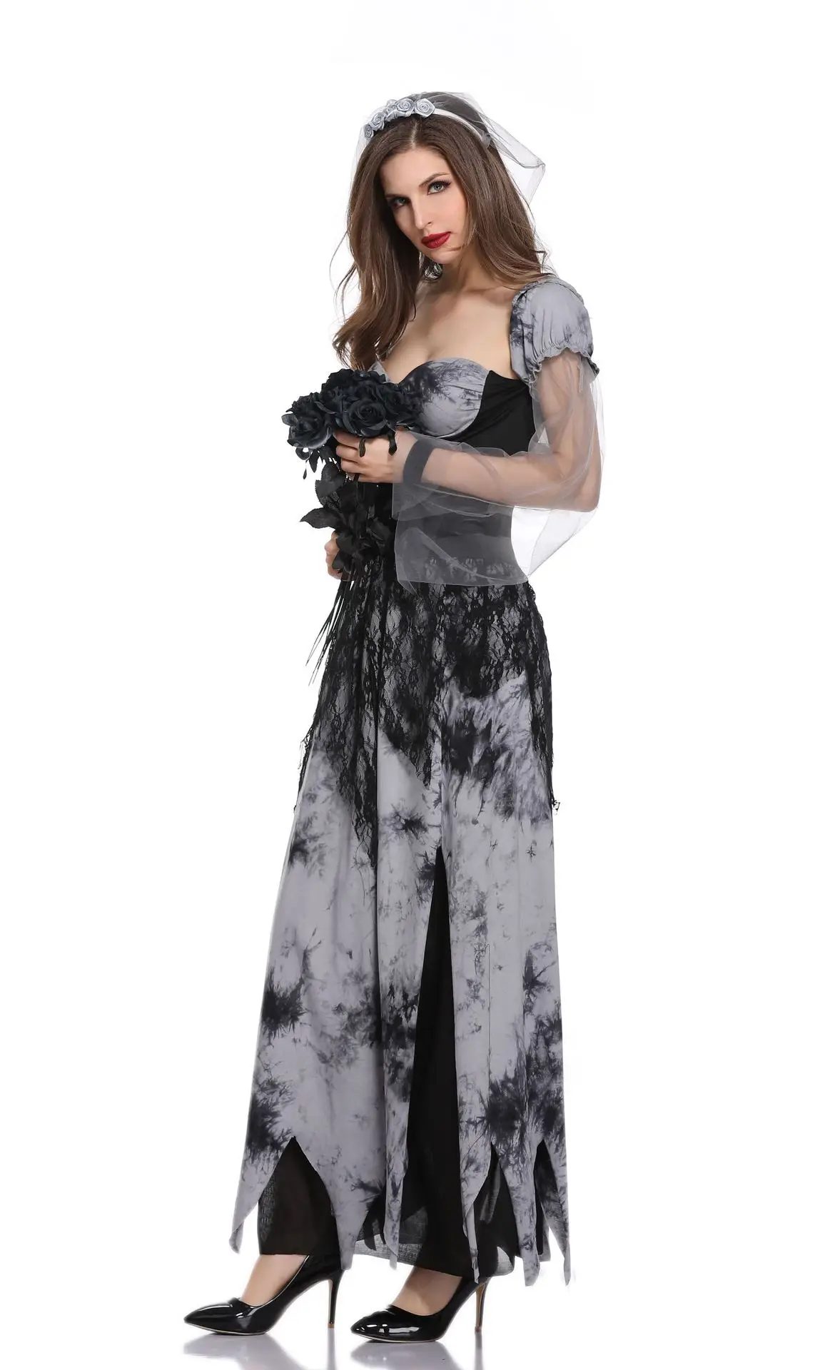 

New Halloween Adult Ghost Bride Dress Vampire Horror Zombie Bride Witch Role Play Costume
