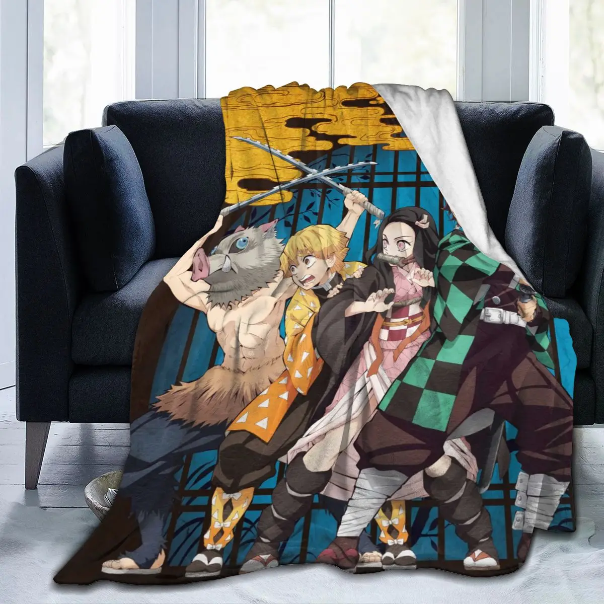 

Anime Fangku 3D Printing Super Soft Blanket Retro Lattice Sublimation Cartoon Bedding Flannel Children Adult Bedroom Decoration