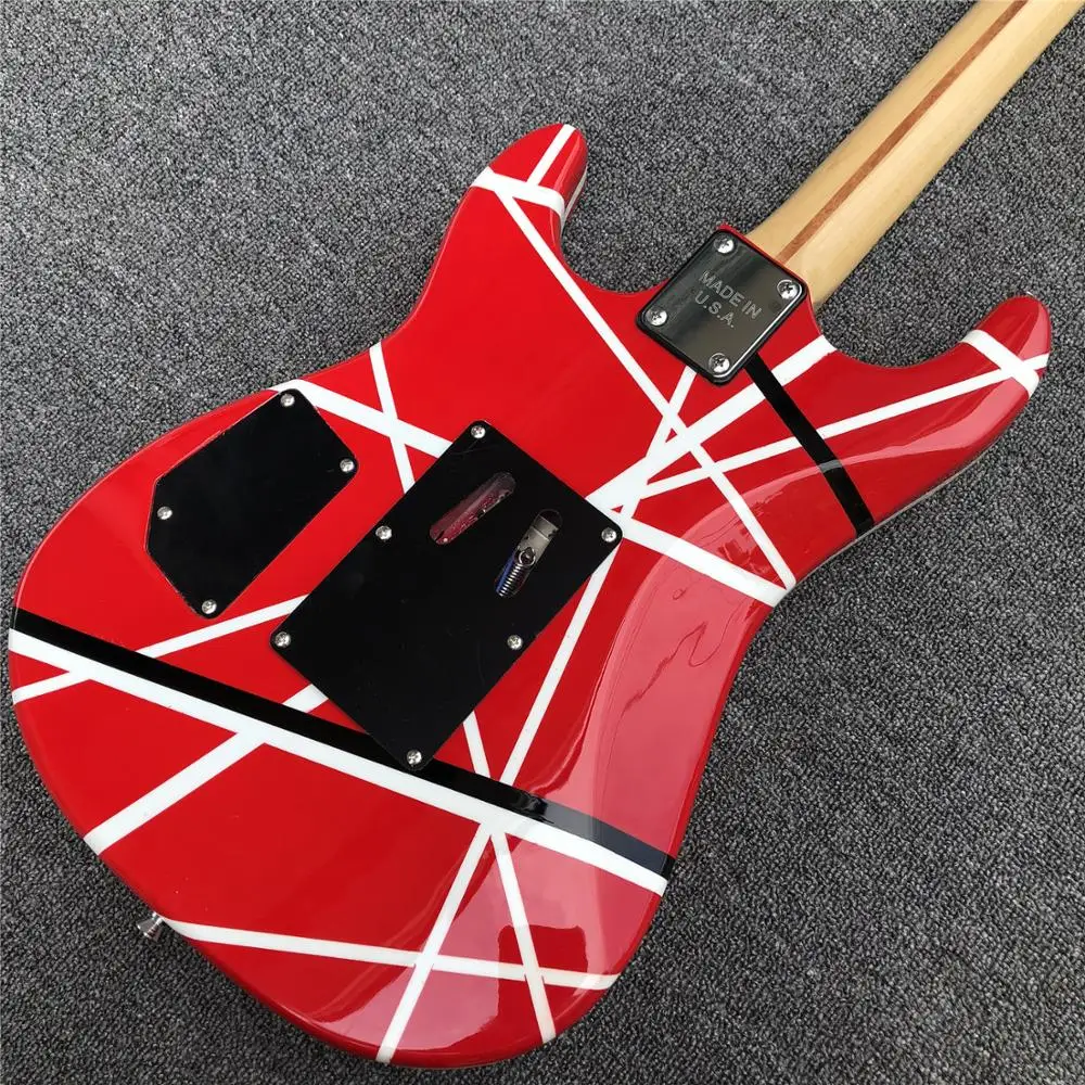 

5150 Striped Series Red/Black/White, Maple fingerboard, Floyd Locking Tremol Eddie Van Halen Style Electric Guitar