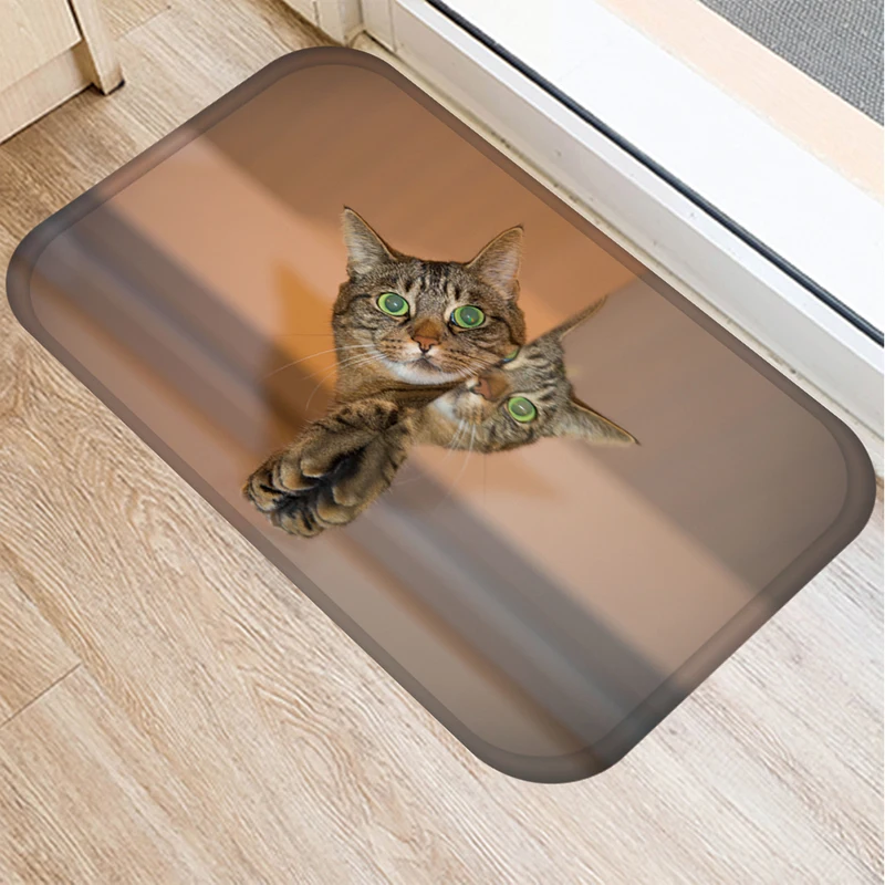 Коврик для входной двери с забавным принтом кота нескользящий домашний декор 40x60