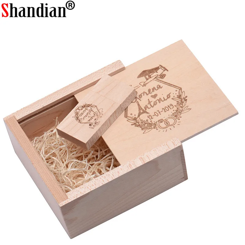 Usb флеш накопитель SHANDIAN деревянный корпус 4 ГБ 16 32 размер 105 мм х 95 40 мм|USB