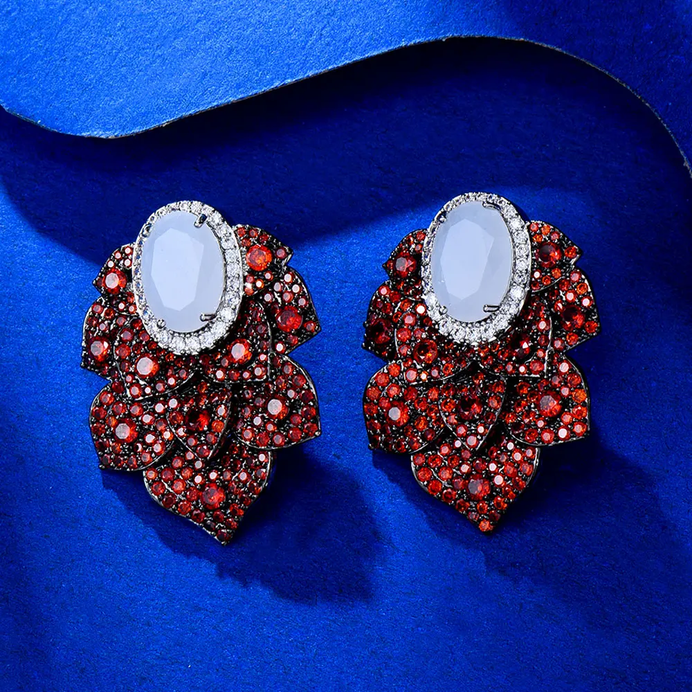 

GODKI, трендовые серьги-капли с перьями в виде листьев для женщин, свадебные серьги с кубическим цирконием в Дубае, свадебные серьги, ювелирные...