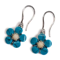bohemia womens natural stone earring blue stone flower drop earrings jewelry