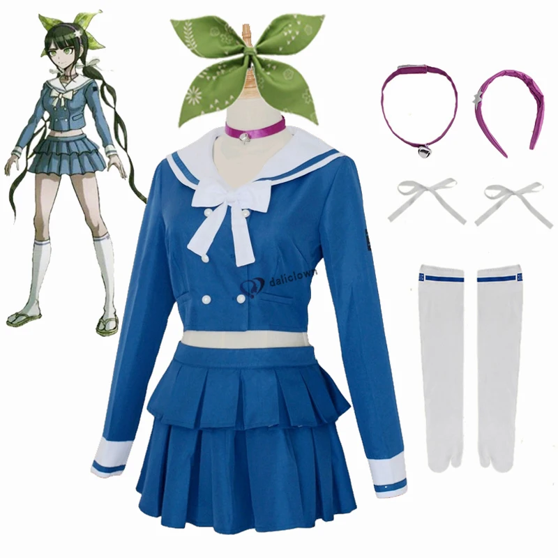 

Anime Danganronpa V3 Killing Harmony Tenko Chabashira Cosplay Costume Women Blue School Uniform Outfit Dress Sailor Suit