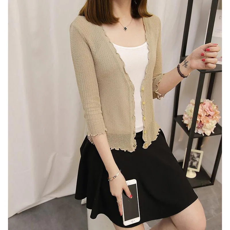 Женское тонкое пальто короткая шелковая трикотажная куртка из искусственного