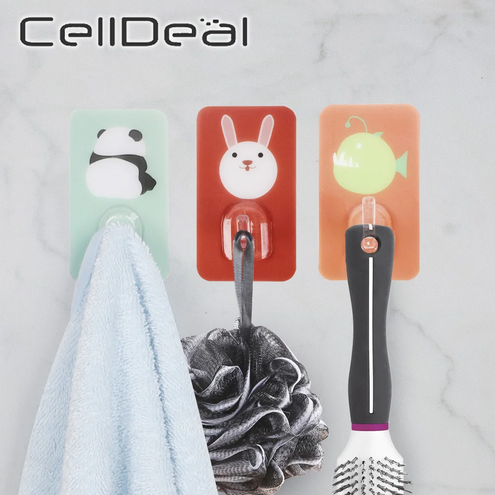 

Cartoons Strong Self Adhesive Door Wall Hangers Hooks For Silicone Storage Hanging Antiskid Kitchen Bathroom Accessories