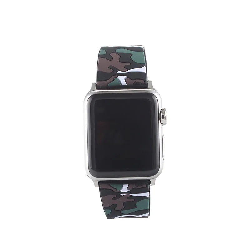 2 шт. силиконовых кейсов камуфляж ремешок для наручных часов Apple Watch версии 40/44/38/42