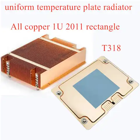 Радиатор для ЦП сервера 1U, медный радиатор Intel LGA 2011 2066 X79, прямоугольная узкая рабочая станция, промышленное охлаждение T318