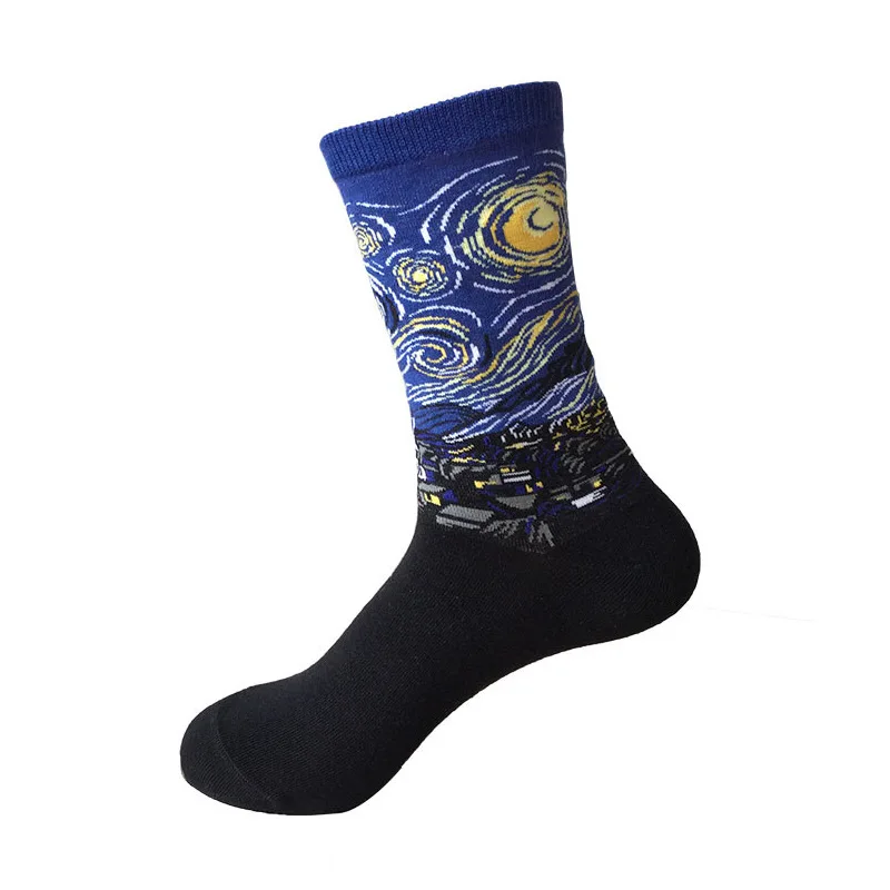 Vintage Art Van Gogh Oil Painting Socks 10 Pairs Fashion Socks Mona Lisa Crew Socks Fashionable Female Funny Sock Female