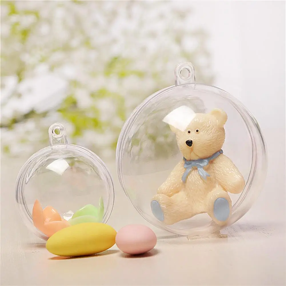 

5pcs Hollow Transparent Ball Open Plastic Clear Bauble Ornament Christmas Party Hanging Pendant Gift Package Supplies