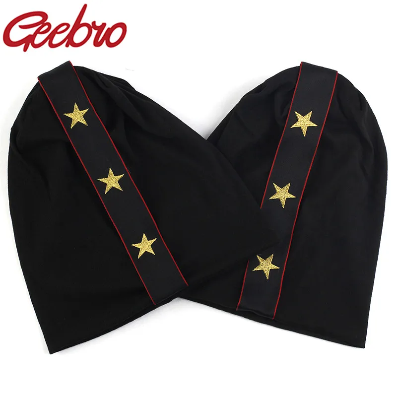 

Geebro Women Winter Warm Fashion Beanies Men Stars Knitting Hats Embroidery High Quality Casp Ladies Autumn New Skullies Bonnet
