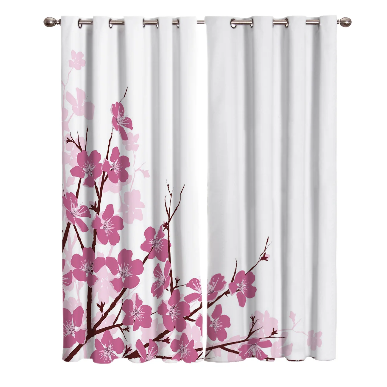 Цветочные персиковые цветочные лепестки ветки весенние розовые оконные шторы