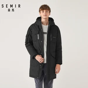 Куртка SEMIR мужская длинная пуховая, Толстая теплая Свободная куртка с капюшоном, повседневное пальто серого цвета на утином пуху, зима 2019