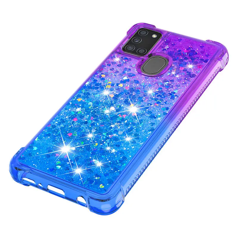 

For SamSung A21S Case Gradient Quicksand Glitter TPU Airbag Frame protection Anti-fall Back Cover For SamSung A21S A217 Cover