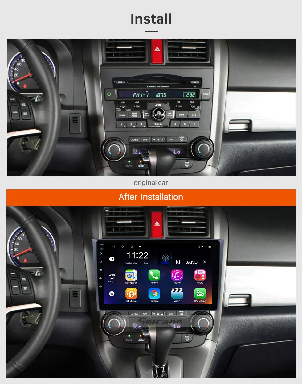 Seicane " Android 9,0 2.5D Автомобильная магнитола gps навигация магнитофон для 2006 2007 2008 2009-2011 Honda CRV 1080P Поддержка OBD2