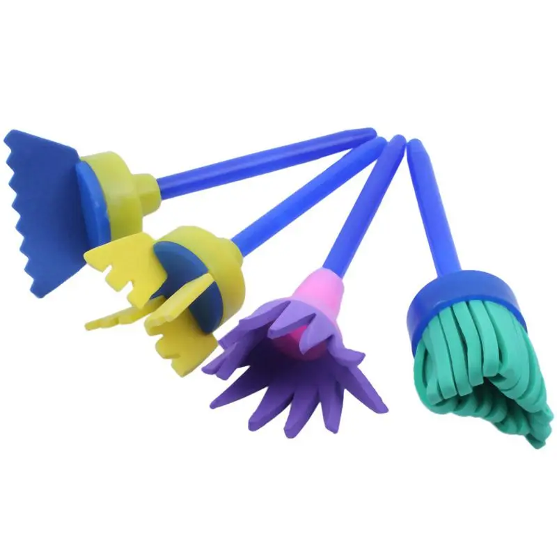 12 шт. детская художественная Раннее Обучение Рисование мини цветок губка щетка