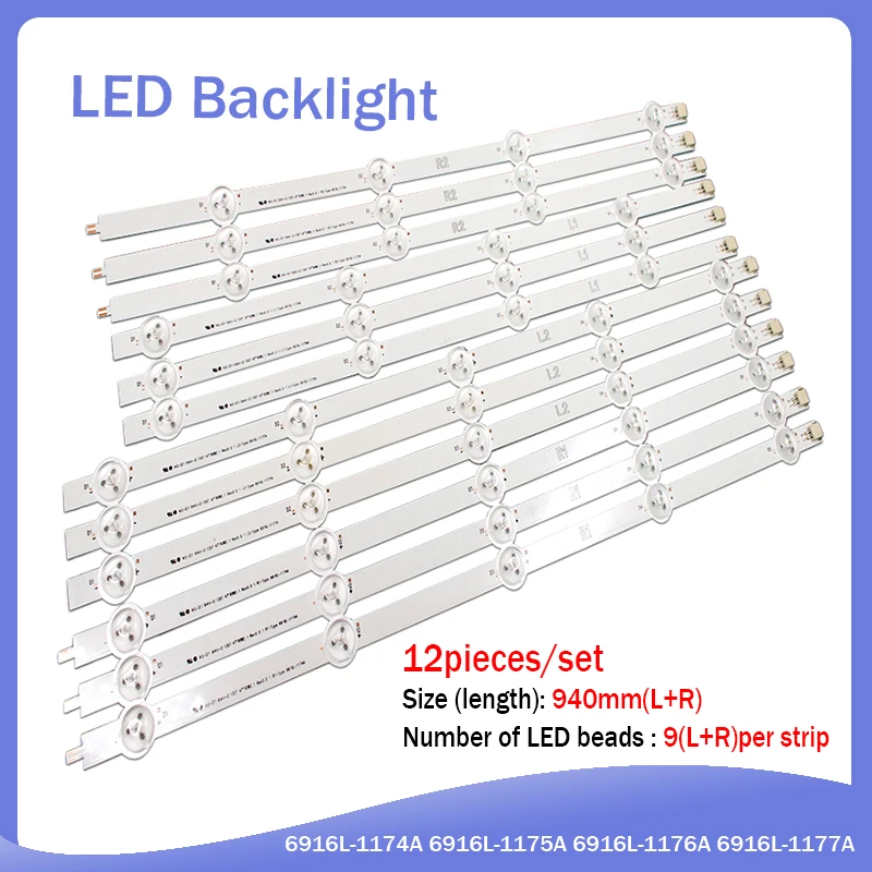 Комплект) 12 шт./компл. R1, L1, R2, L2 4" светодиодный подсветка бар Замена для LG 47LN519C 6916L-1174A 6916L-1175A 6916L-1176A 6916L-1177A