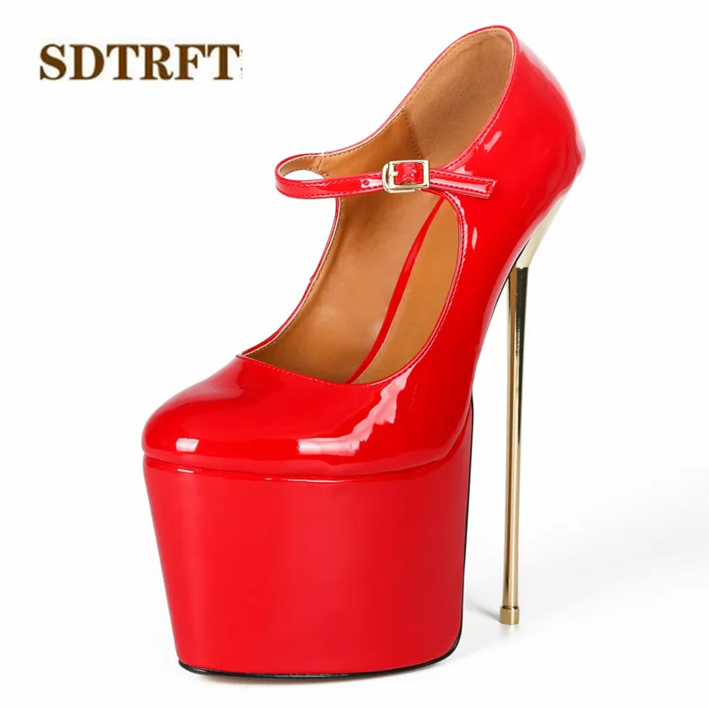 SDTRFT женские туфли на платформе с закрытым носком 22 см тонкий каблук без шнуровки
