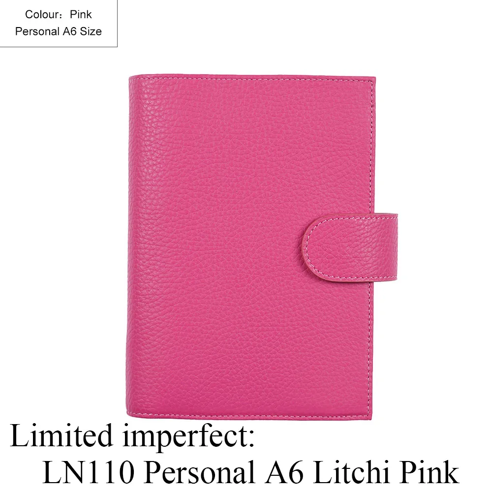 Litchi Pink Ограниченная серия неидеальных колец из натуральной кожи, записная книжка А5, А6, личная папка, журнал органайзера, журнал для зарисовок, планировщик - Цвет: Litchi Pink