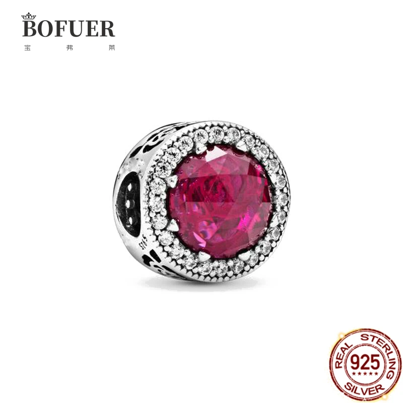 

BOFUER Purple Shining Charms Shiny Beads Fit 925 Silver Pandora Original Necklace Pendant Charms Bracelets Women 056B